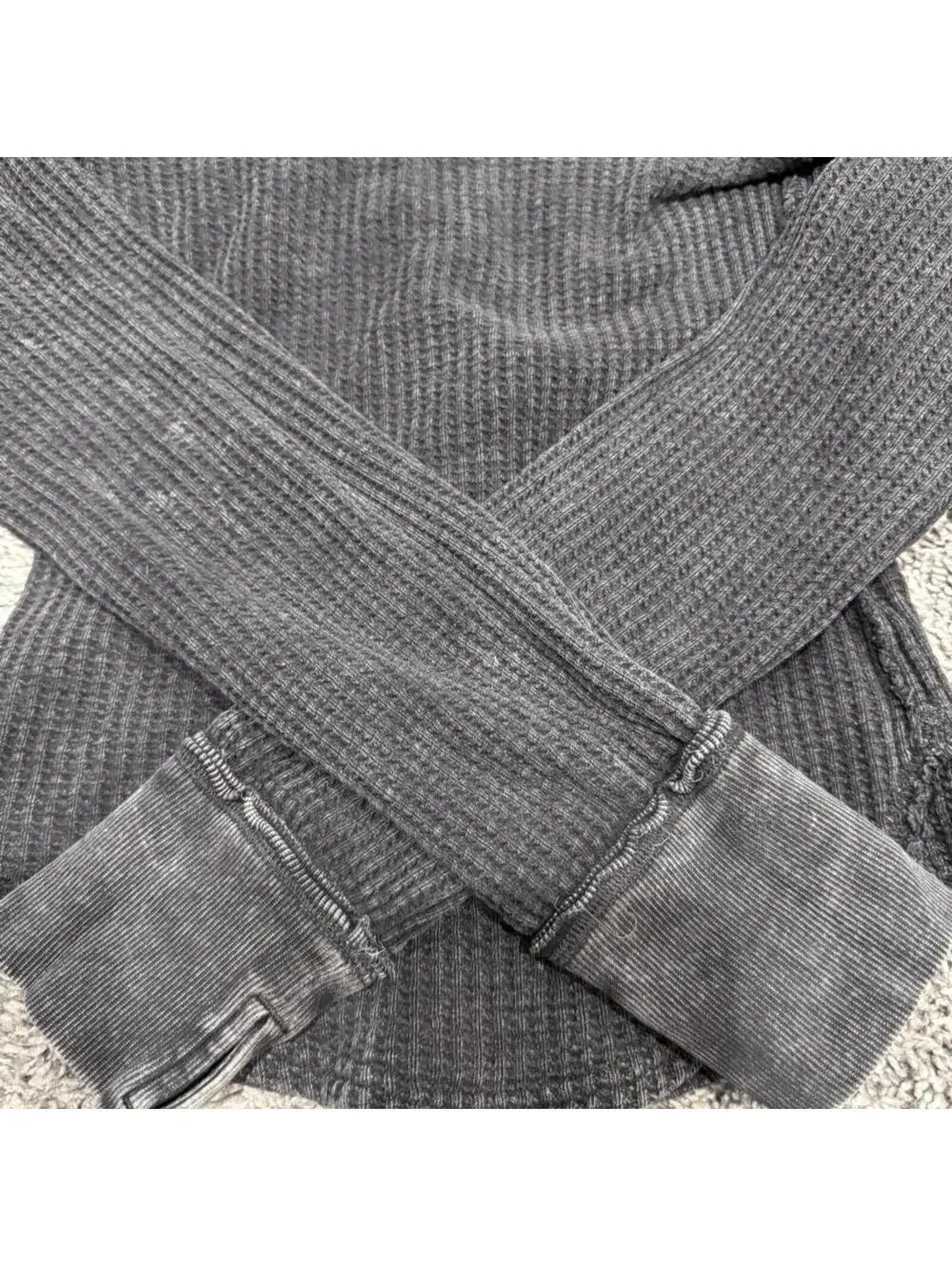 We The Free Medium Gray Waffle Knit Long Sleeve Top - Picture 2 of 3